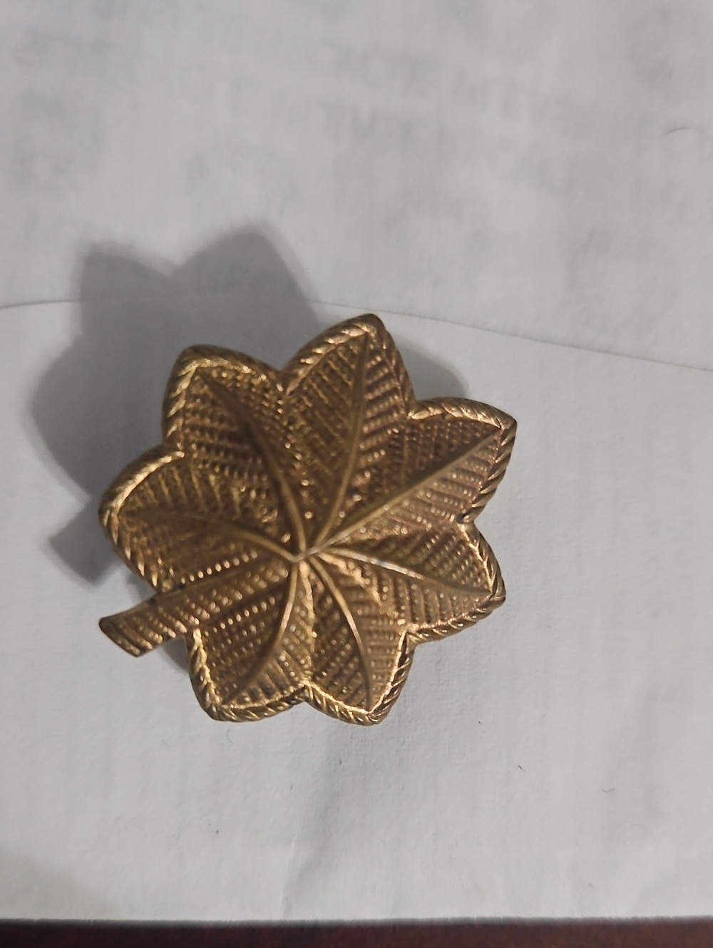 Vintage US Army Colonel Rank Bronze Oak Leaf Cluster Military Insignia Pin E